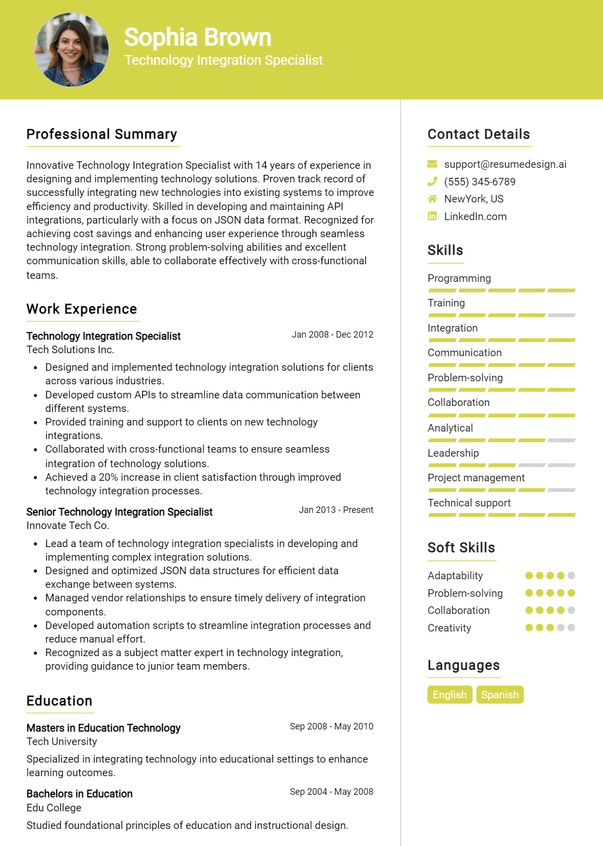 Technology Integration Specialist Resume Example