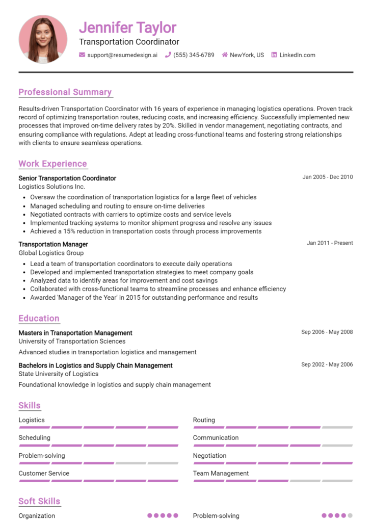 Transportation Coordinator Resume Example (1)