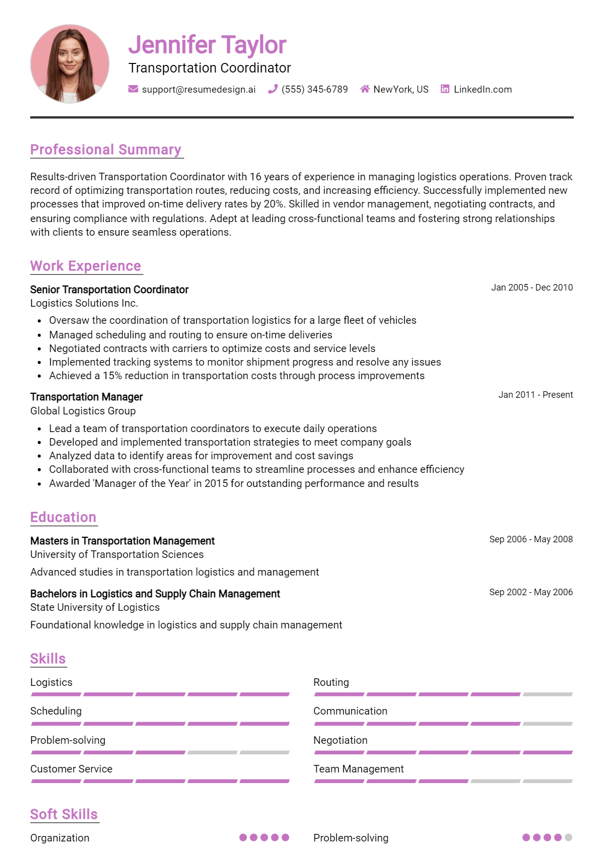 Transportation Coordinator Resume Example (1)