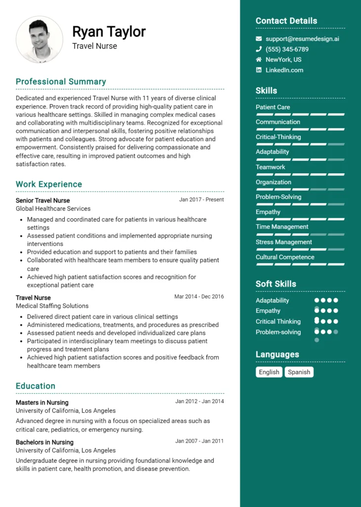 Travel Nurse Resume Example