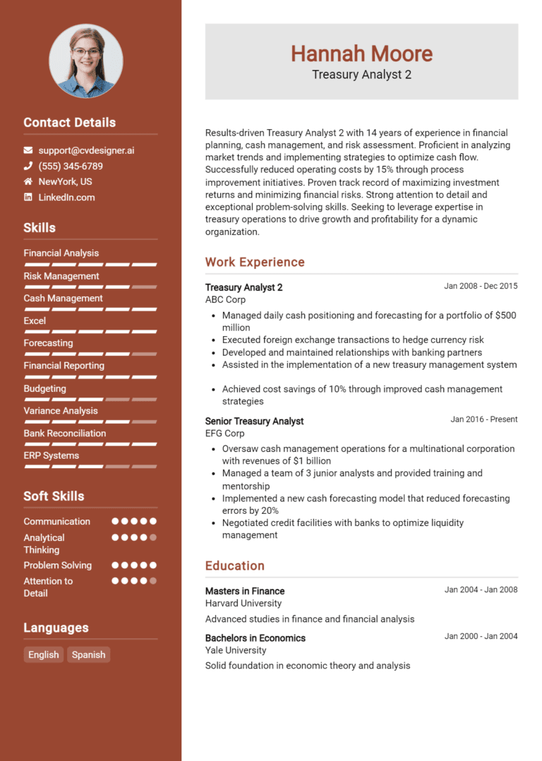 18 Treasury Analyst Resume Examples And Templates for 2025