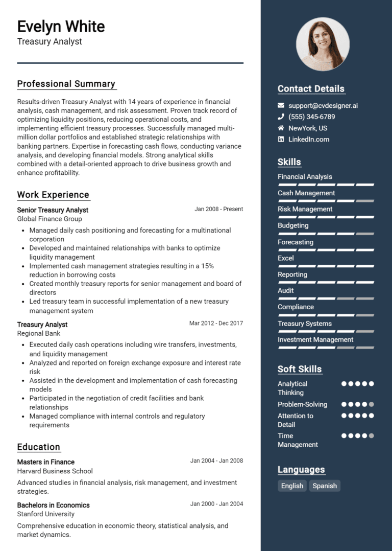 18 Treasury Analyst Resume Examples And Templates for 2025