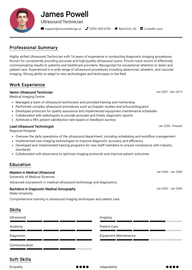 Ultrasound Technician Resume Example