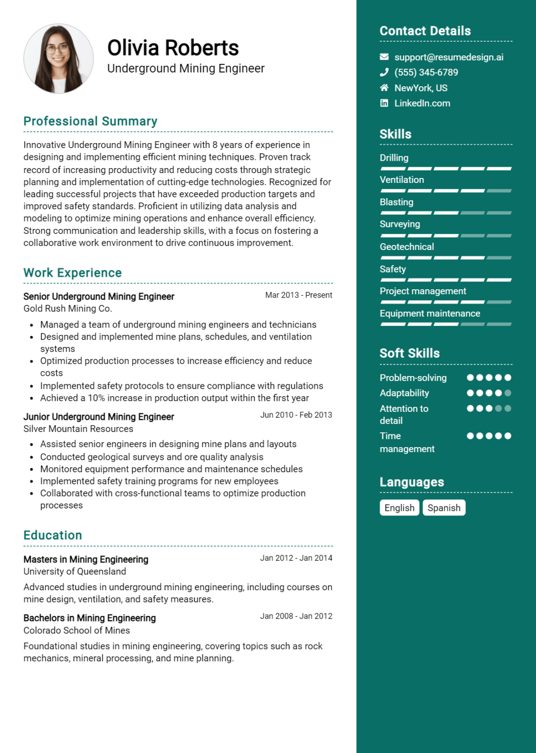 18 Mining Engineer Resume Examples And Templates for 2024 - ResumeDesign.ai