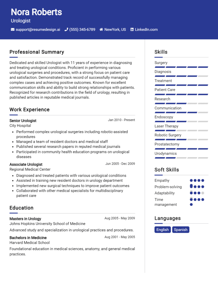 35 Urologist Resume Examples And Templates for 2025