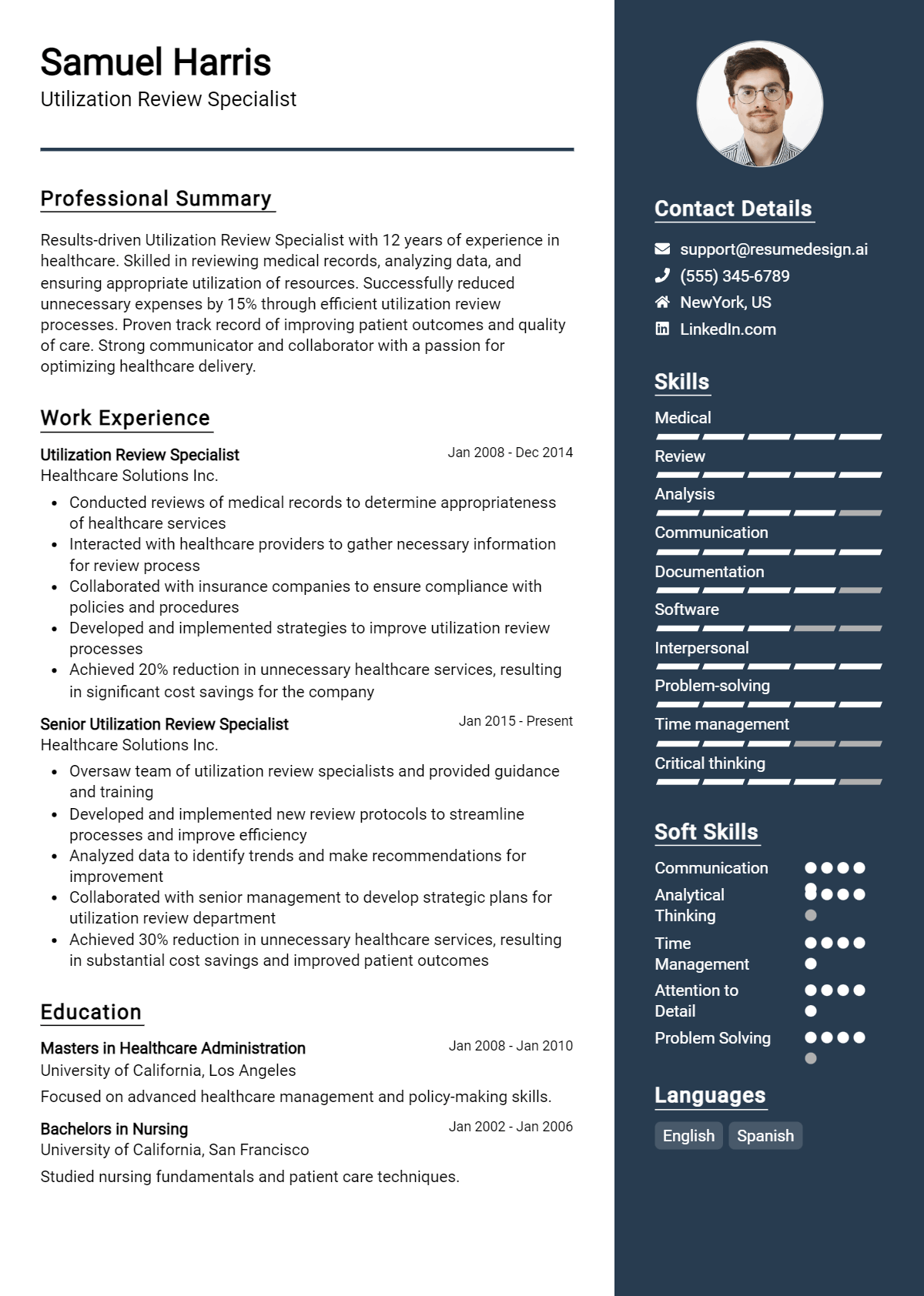 Utilization Review Specialist Resume Example