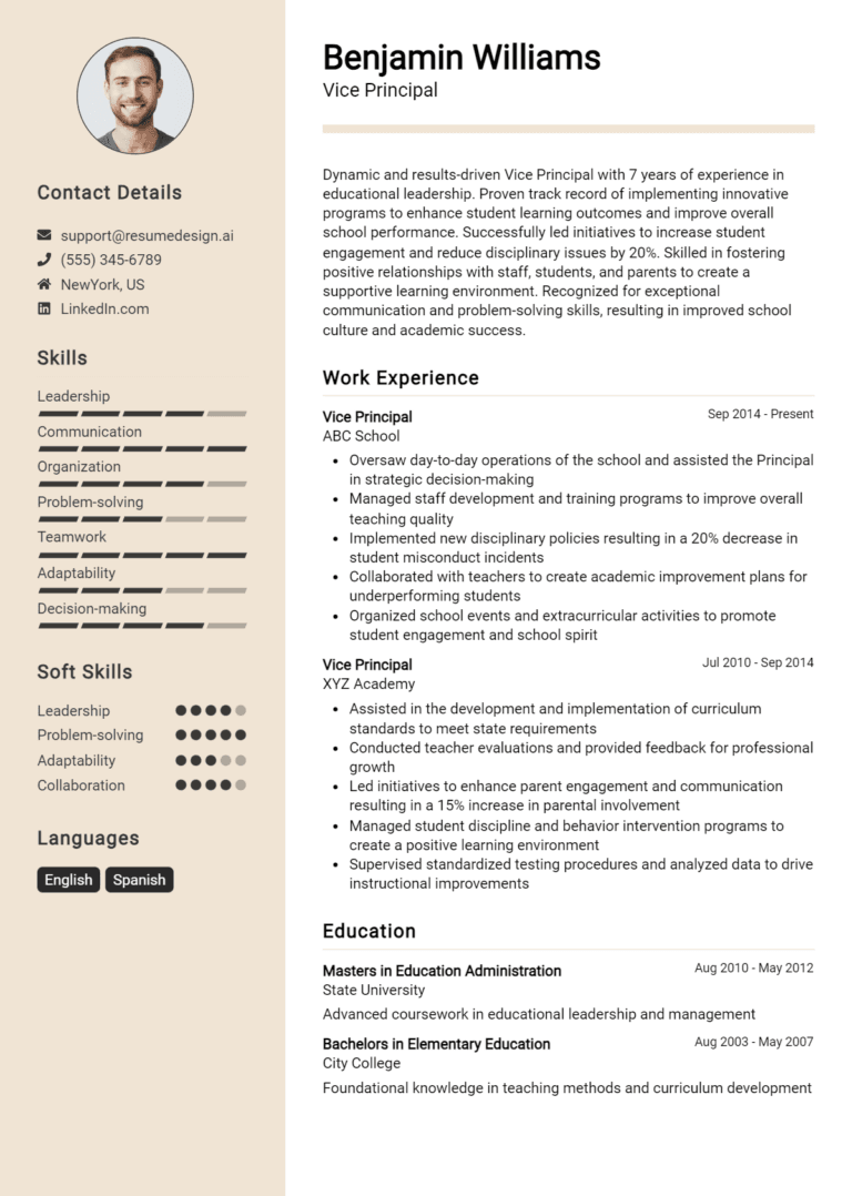 15 Vice Principal Resume Examples And Templates for 2025