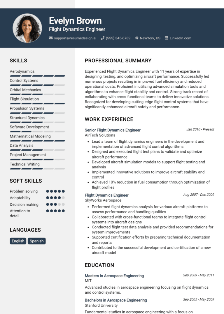 19 Flight Dynamics Engineer Resume Examples And Templates for 2025