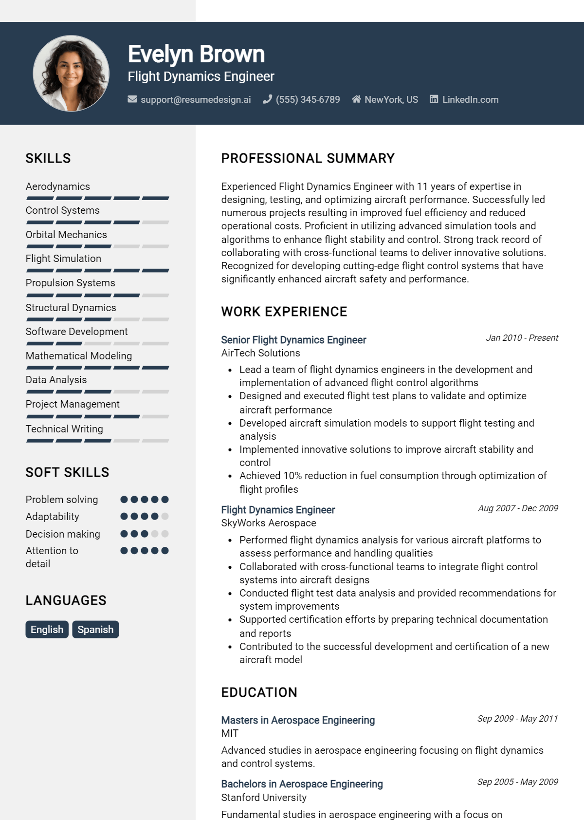 Flight Dynamics Engineer Resume Example