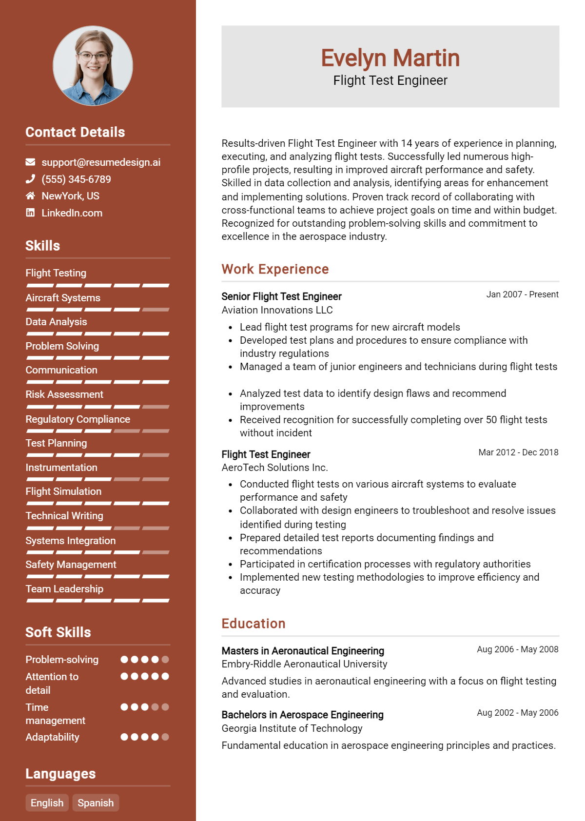 Flight Test Engineer Resume Example