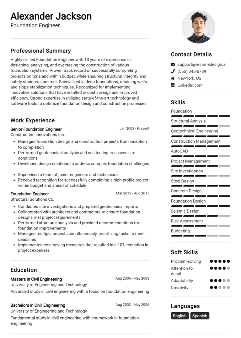 20 Foundation Engineer Resume Examples And Templates for 2025