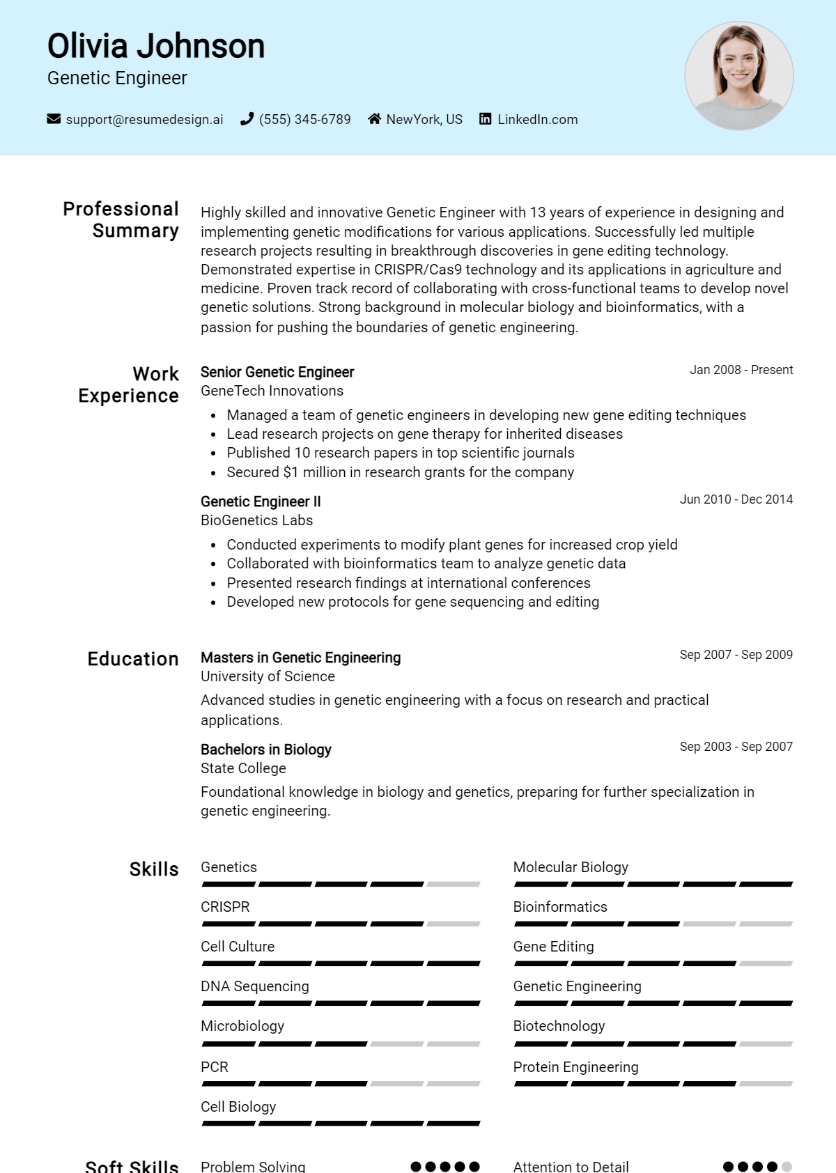 Genetic Engineer Resume Example