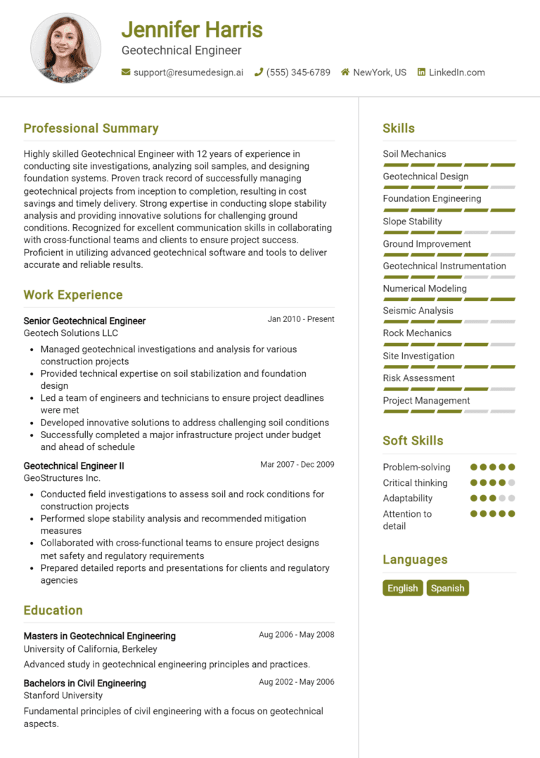 20 Geotechnical Engineer Resume Examples And Templates for 2025