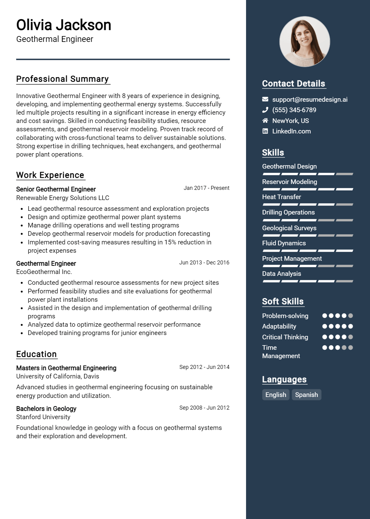 Geothermal Engineer Resume Example