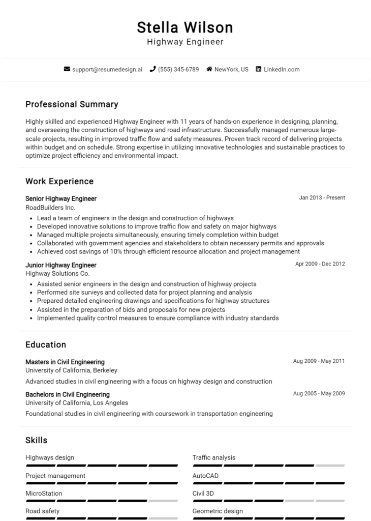 Highway Engineer Resume Example (1)