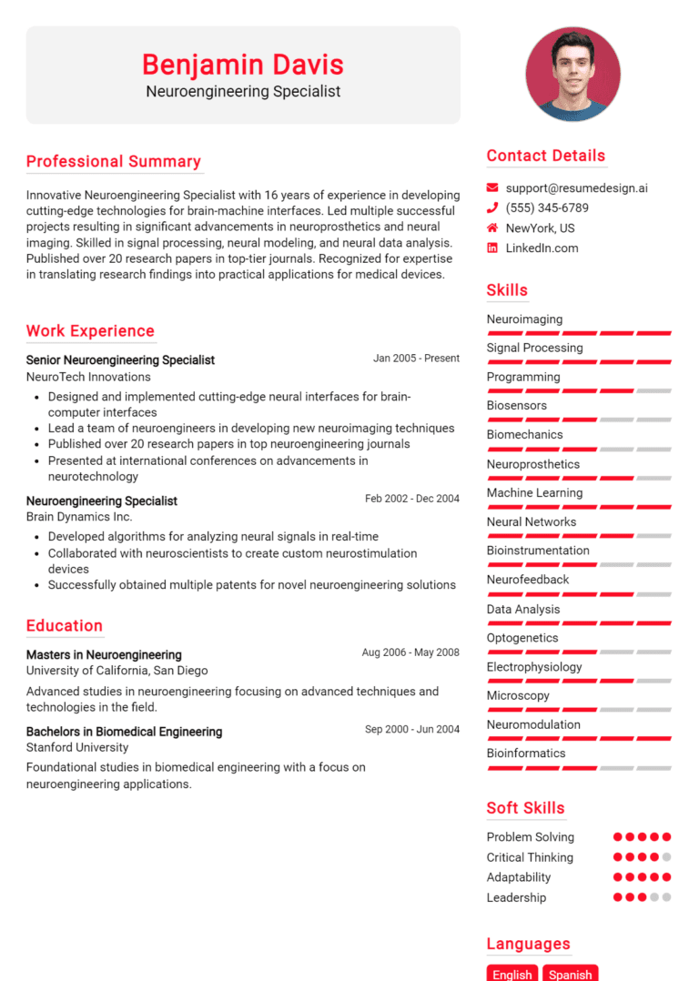20 Neuroengineering Specialist Resume Examples And Templates for 2025