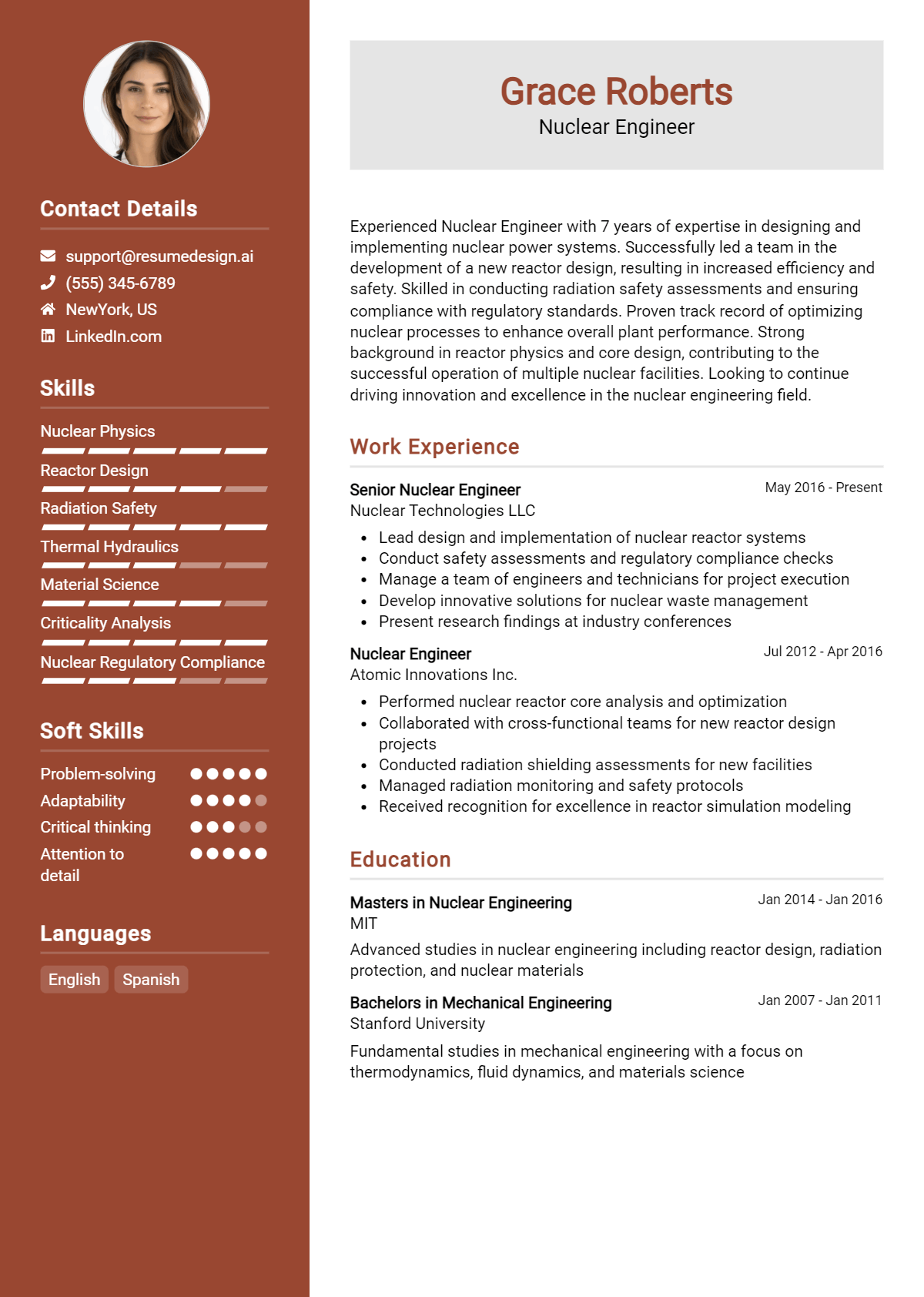 Nuclear Engineer Resume Example