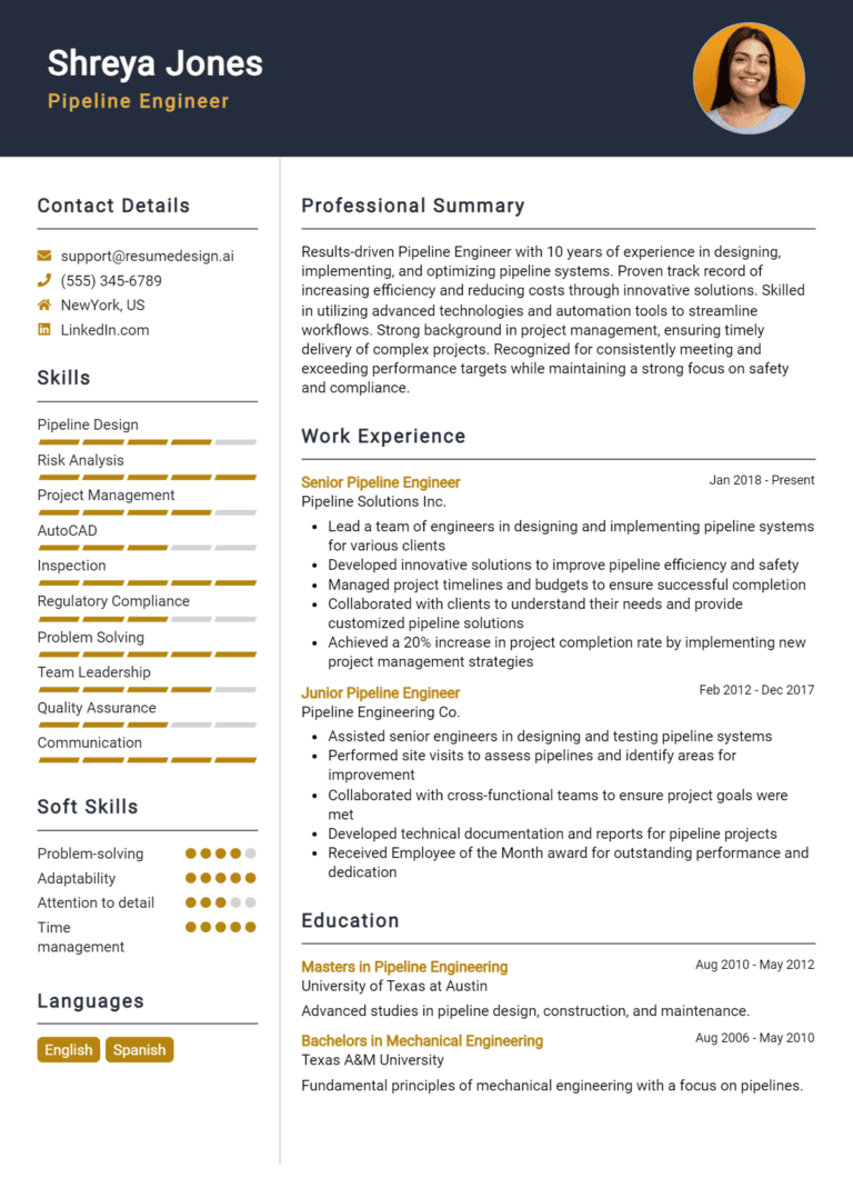 18 Pipeline Engineer Resume Examples And Templates for 2025