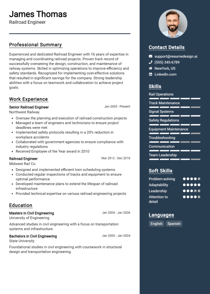 Railroad Engineer Resume Example