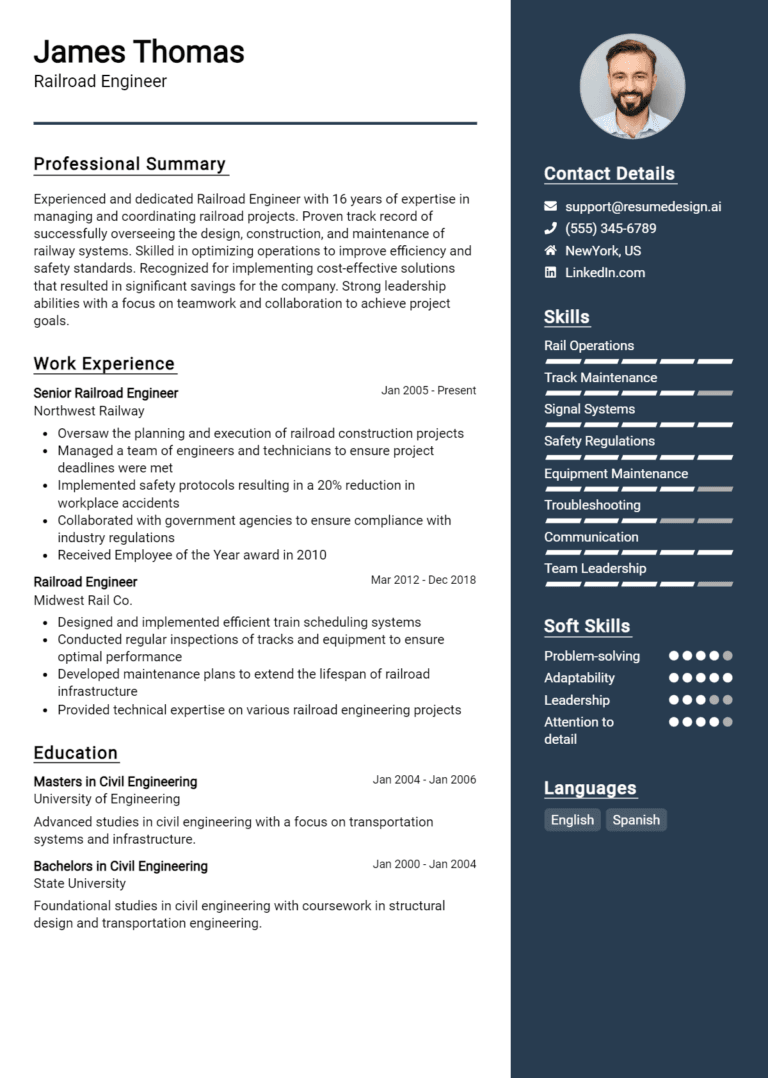 20 Railroad Engineer Resume Examples And Templates for 2025