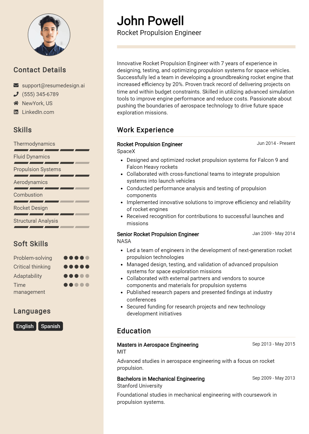 Rocket Propulsion Engineer Resume Example