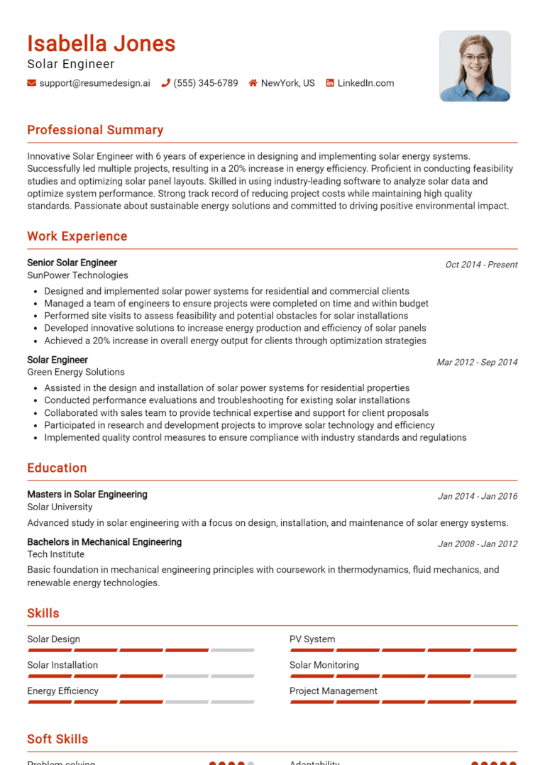 18 Solar Engineer Resume Examples And Templates for 2025: Top Tips