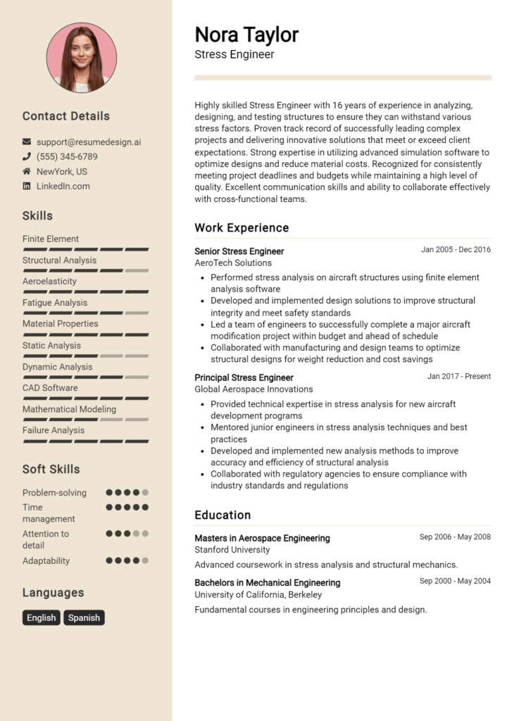 Stress Engineer Resume Example (1)