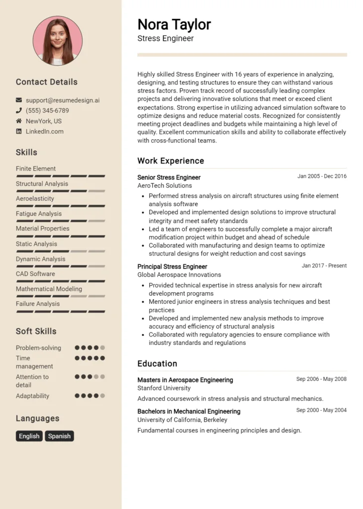 Stress Engineer Resume Example (1)