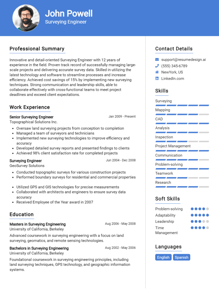 20 Surveying Engineer Resume Examples And Templates for 2025