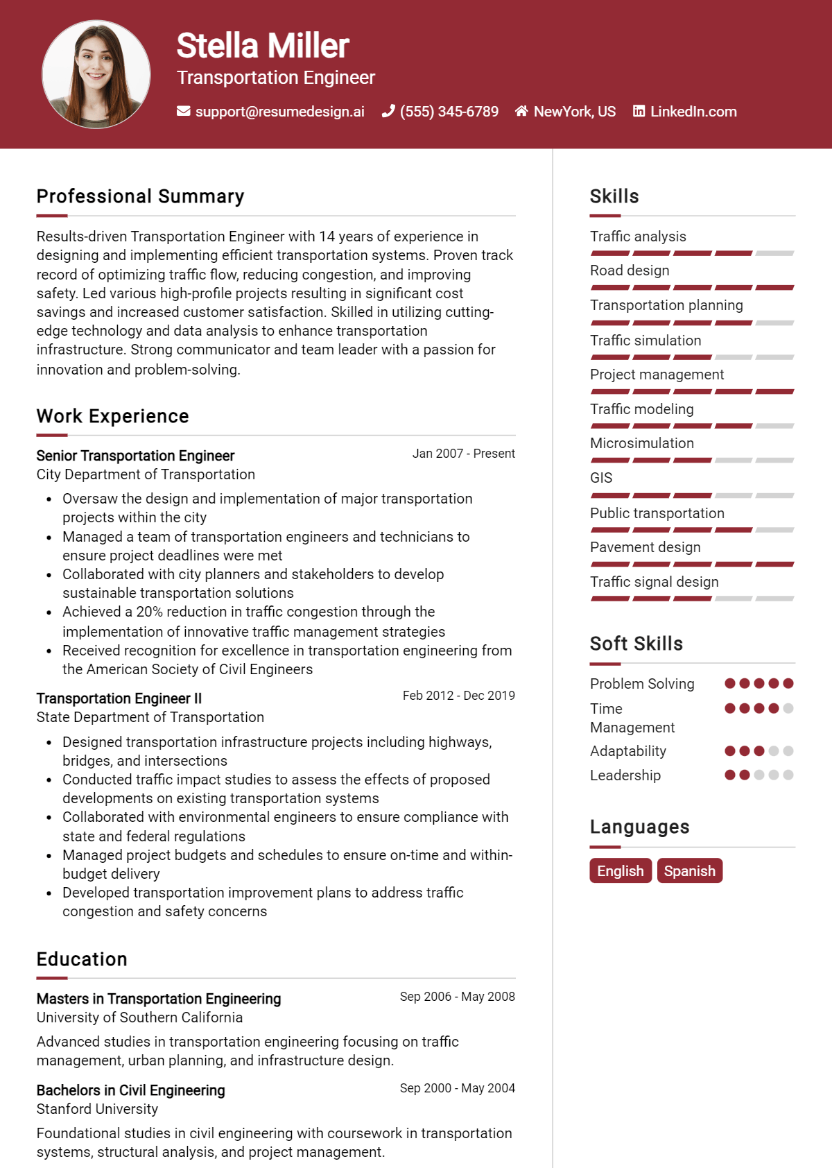 Transportation Engineer Resume Example (1)