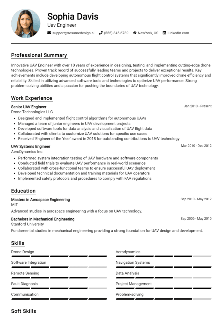 19 UAV Engineer Resume Examples And Templates for 2025: Best Tips