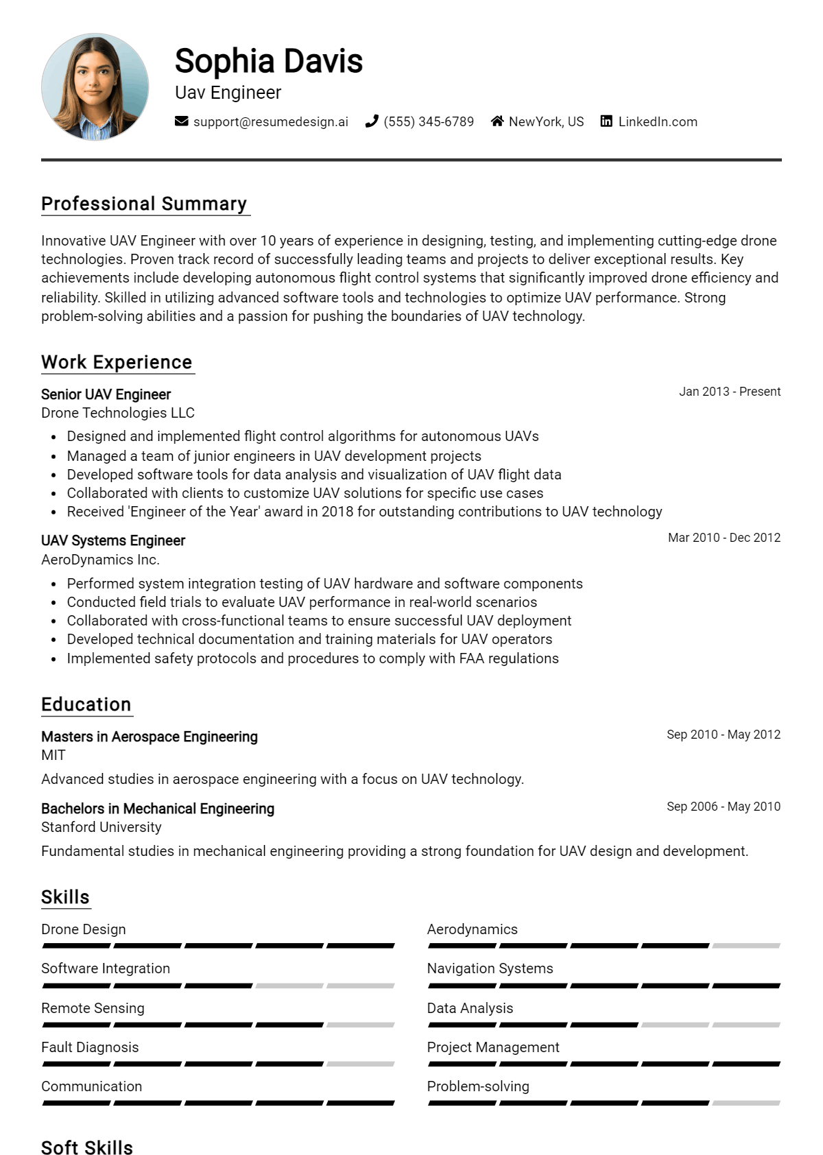 Uav Engineer Resume Example