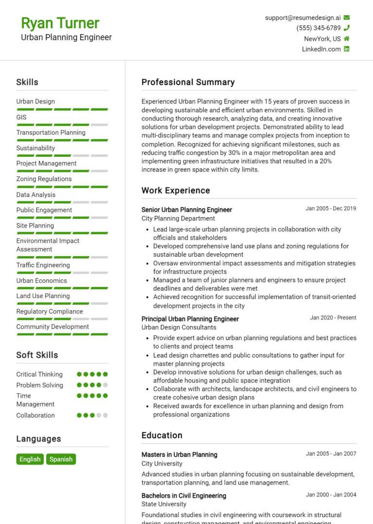 20 Urban Planning Engineer Resume Examples And Templates for 2025