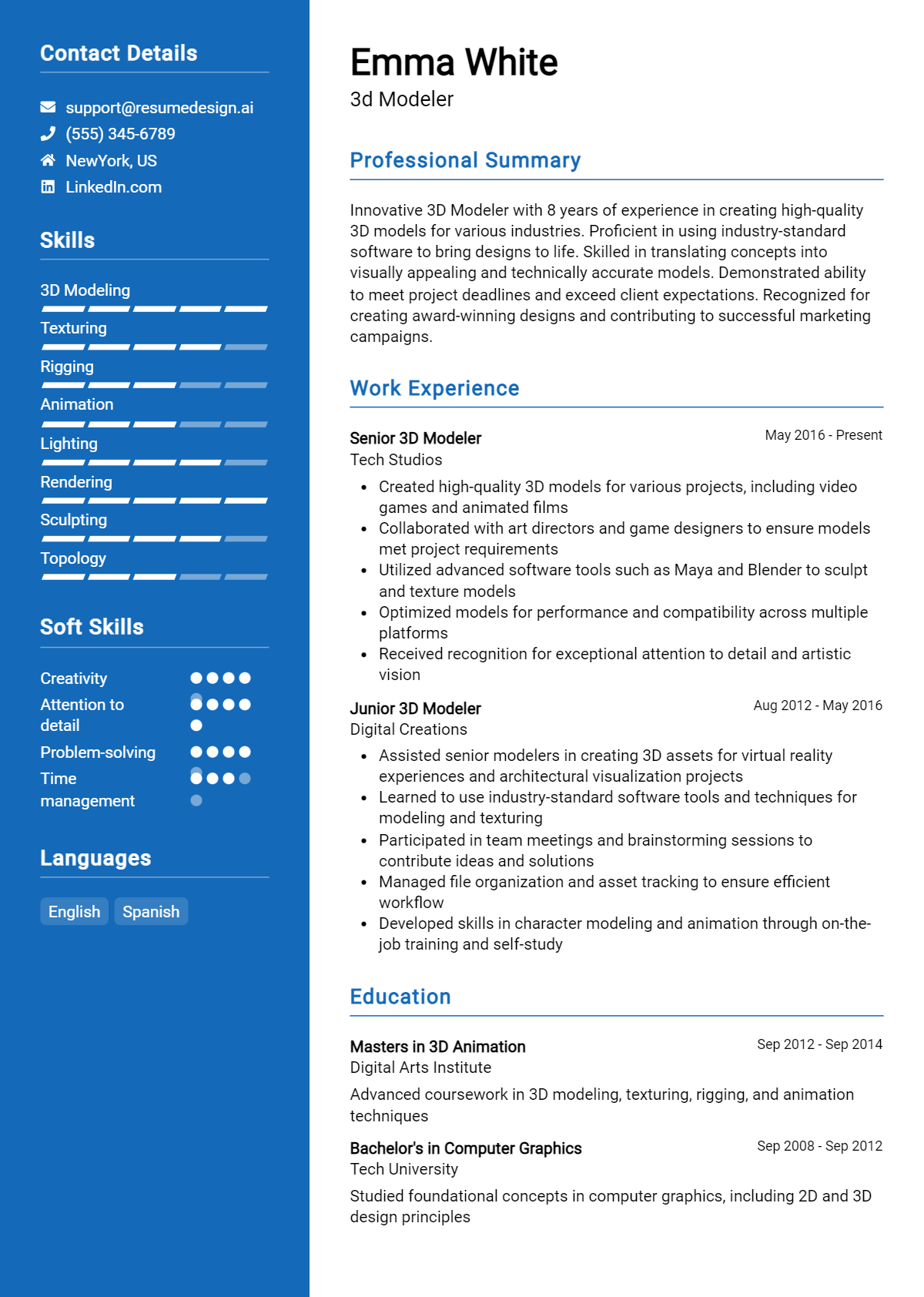 3d Modeler Resume Example