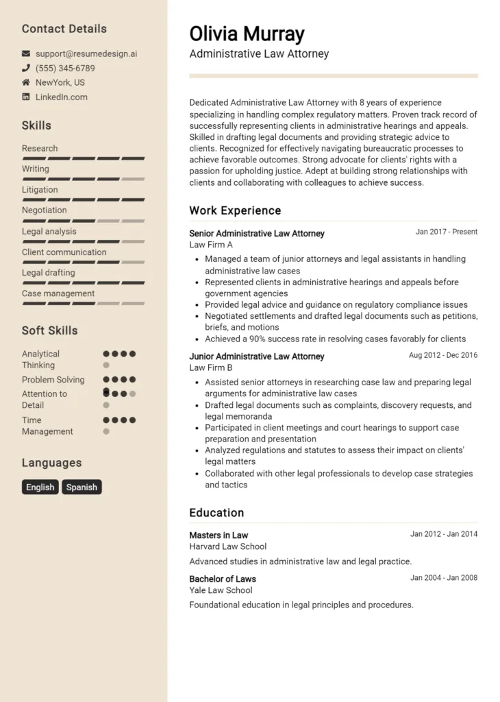 Administrative Law Attorney Resume Example