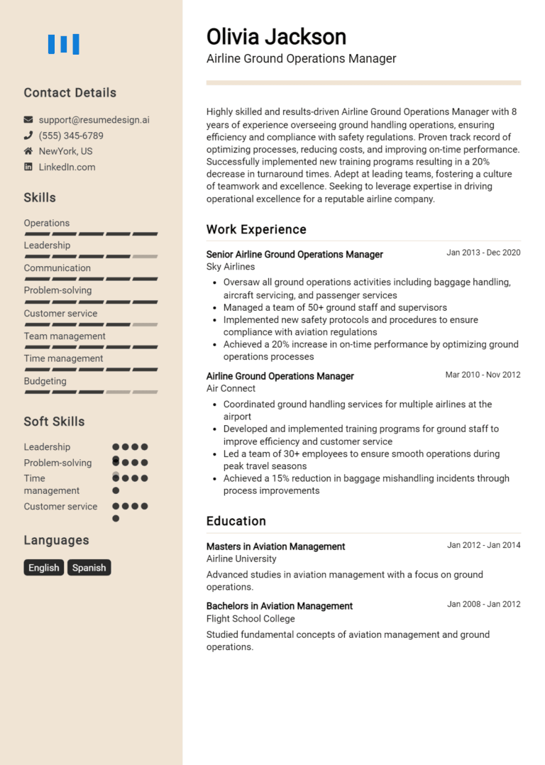 18 Airline Ground Operations Manager Resume Examples And Templates for 2025 (Downloadable)