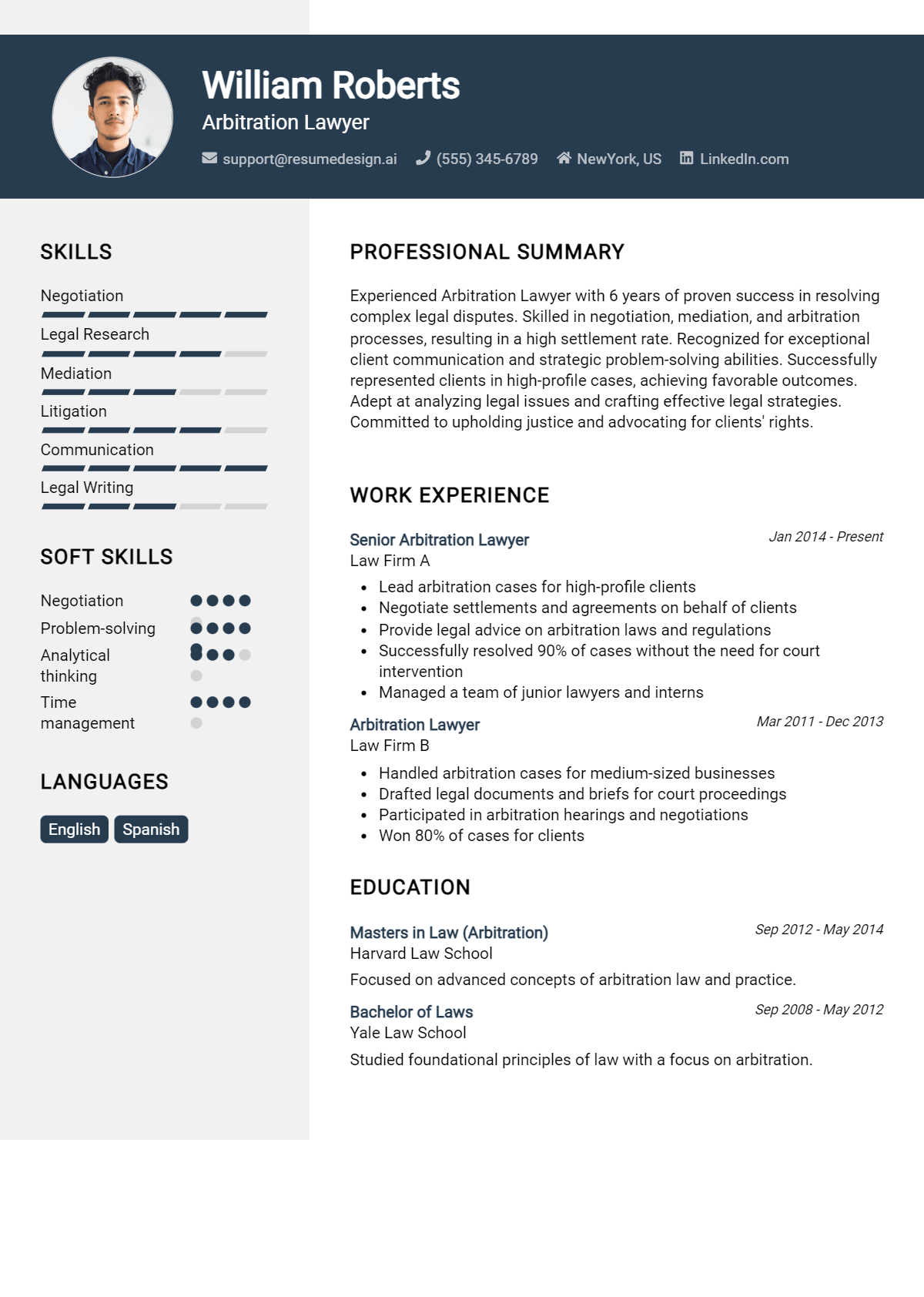 Arbitration Lawyer Resume Example