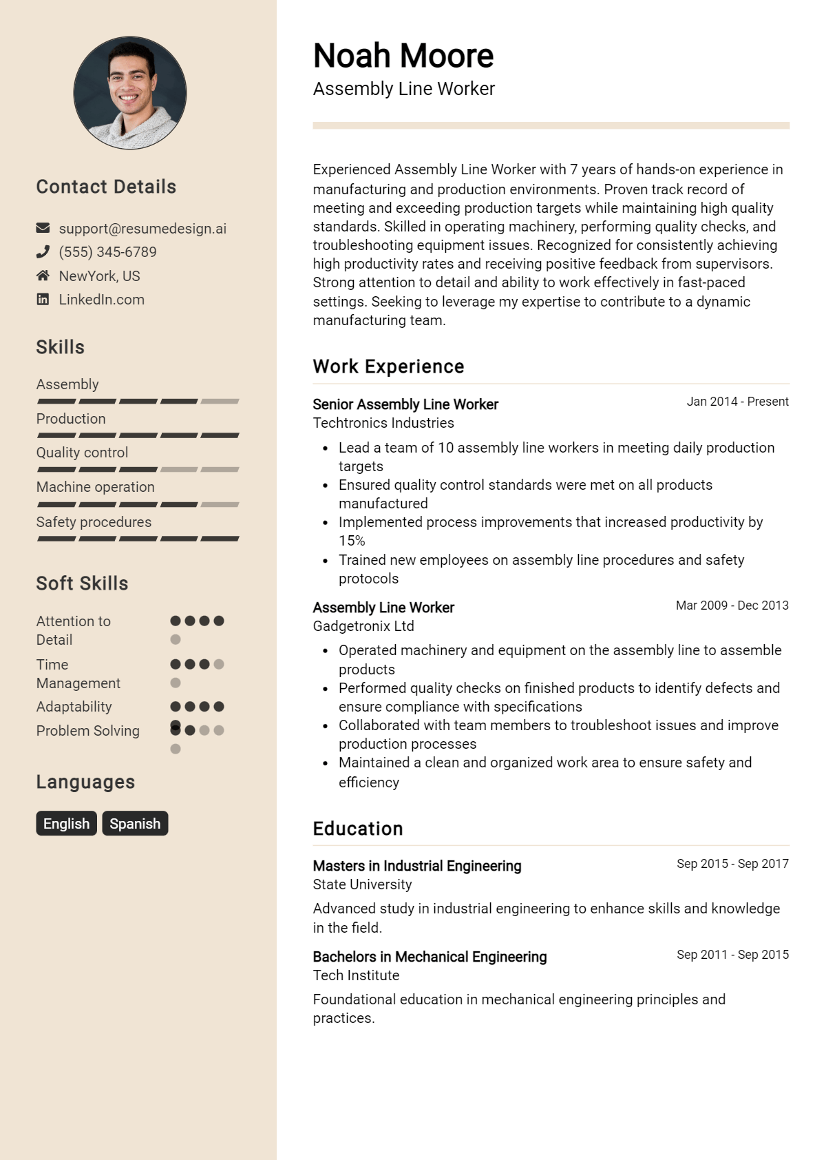 Assembly Line Worker Resume Example