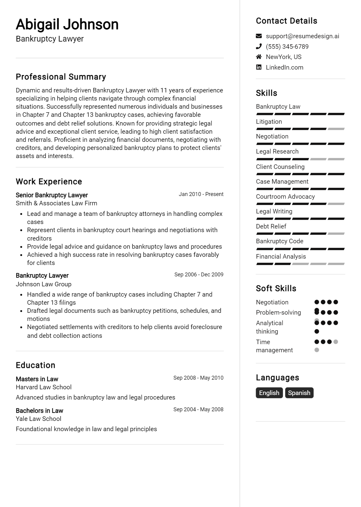 Bankruptcy Lawyer Resume Example