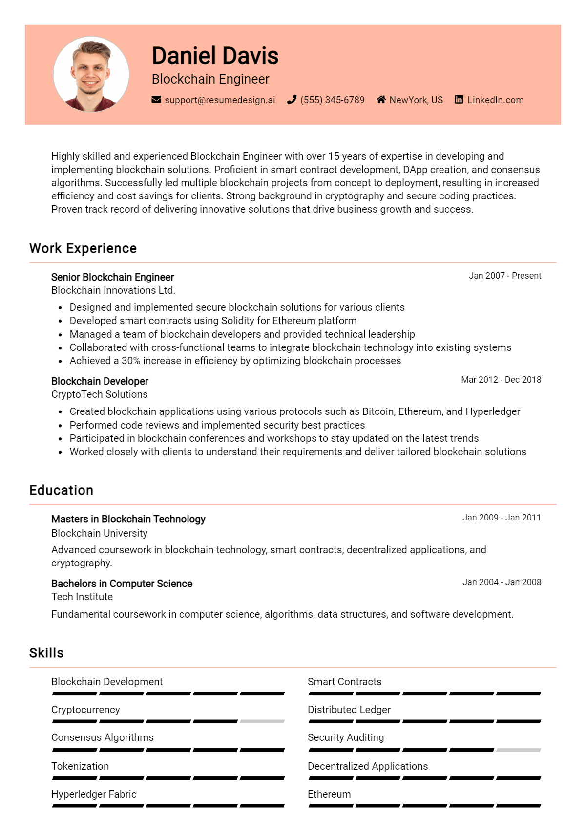 Blockchain Engineer Resume Example