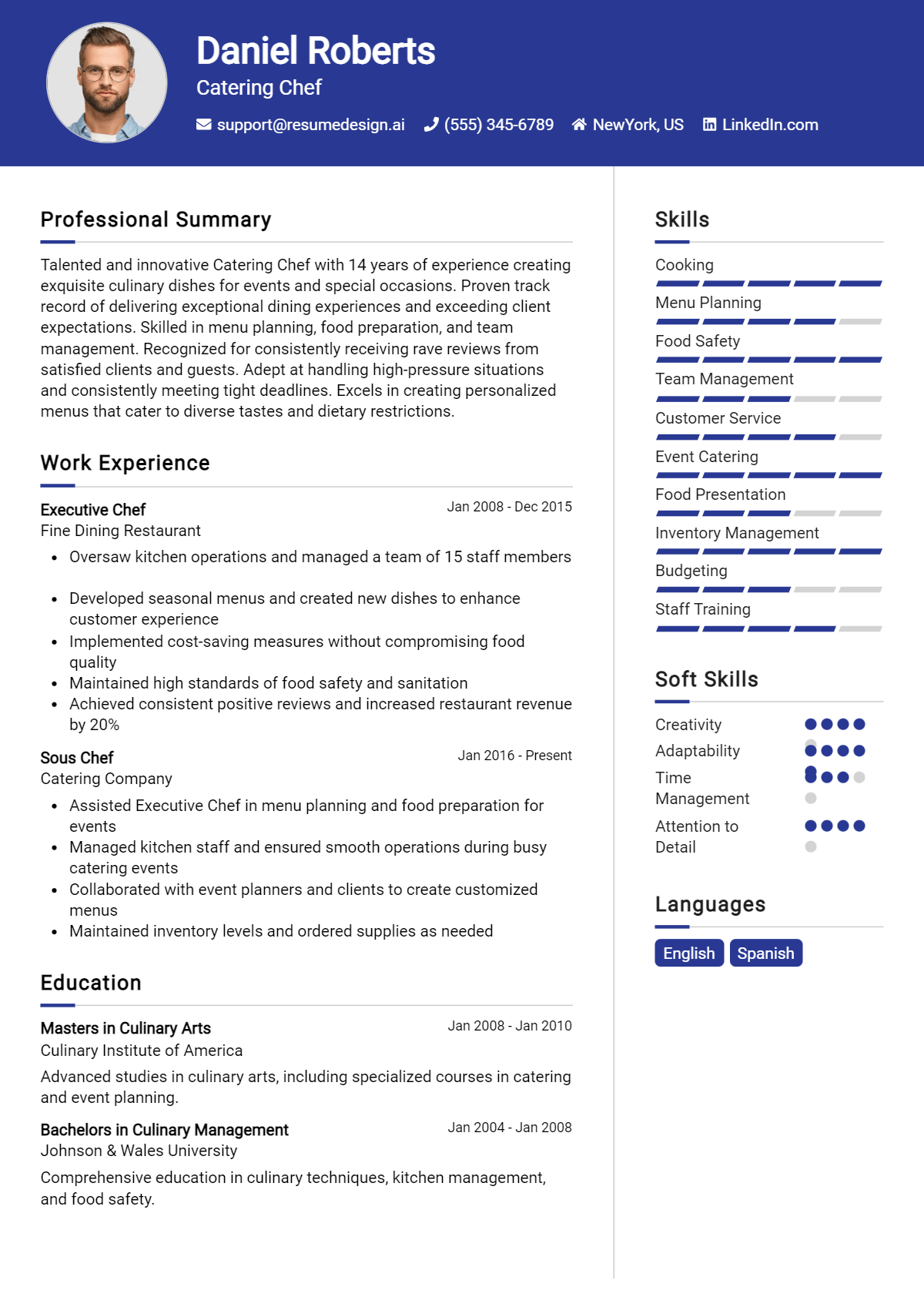 Catering Chef Resume Example