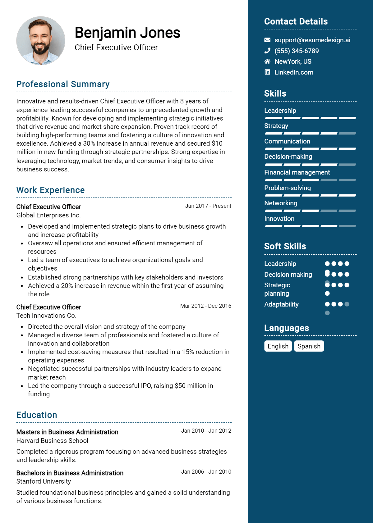 Chief Executive Officer Resume Example