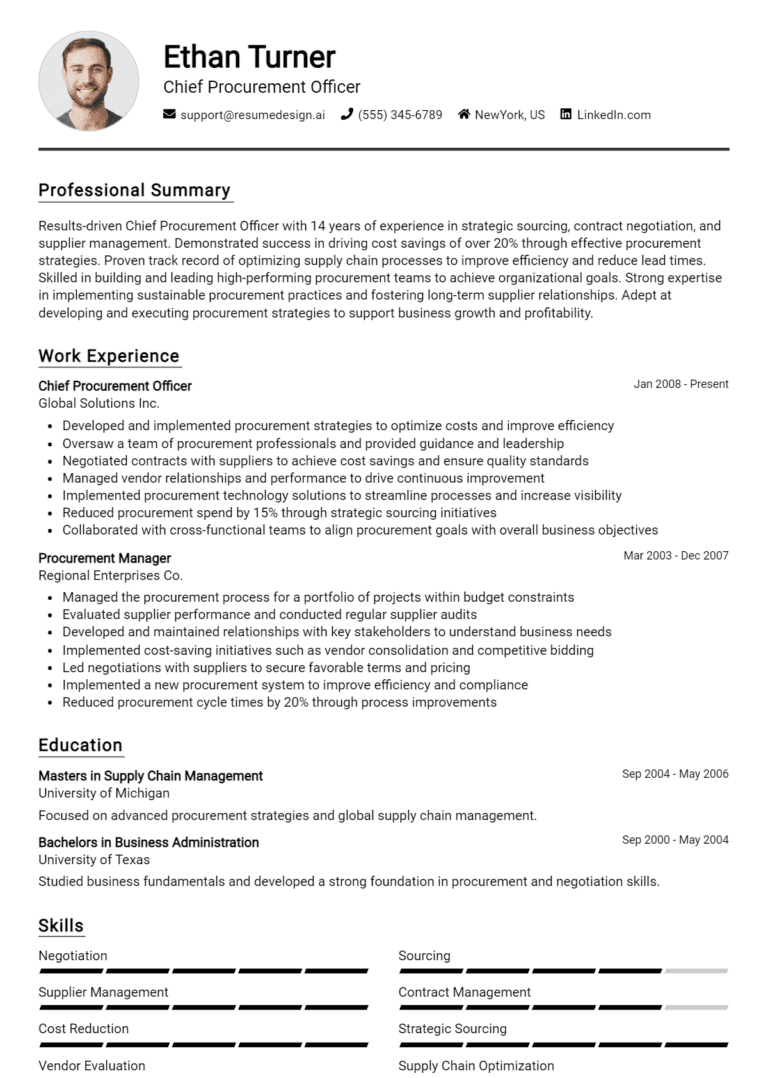16 Chief Procurement Officer Resume Examples And Templates for 2025