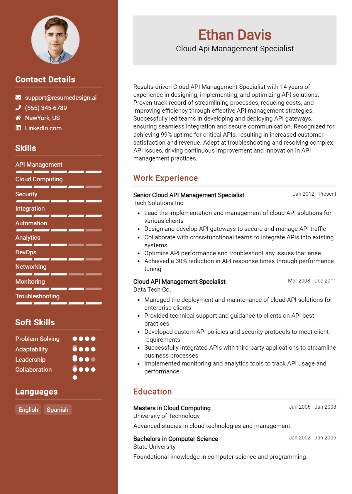 Cloud Api Management Specialist Resume Example