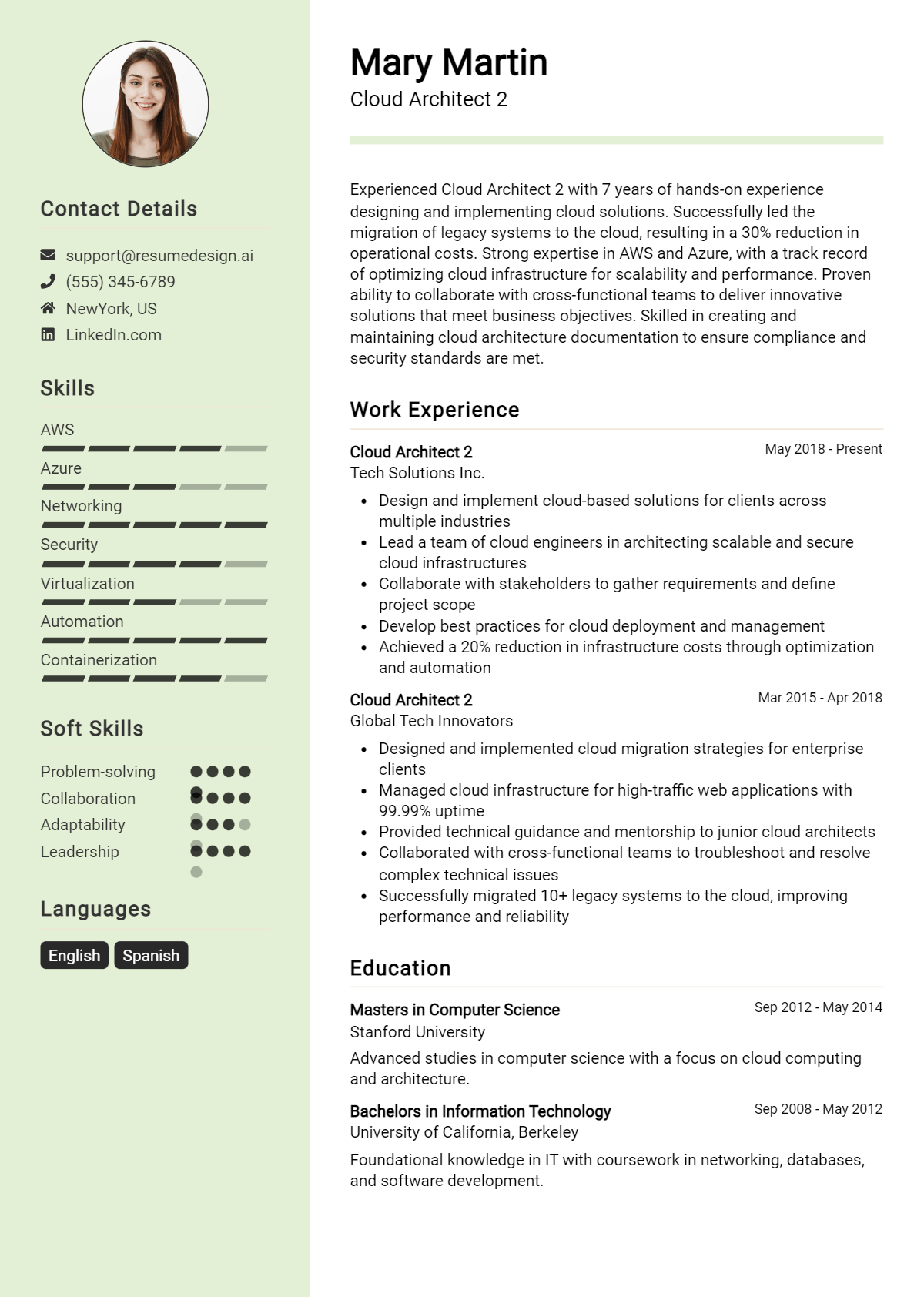 24 Cloud Engineer Resume Examples And Templates for 2024 - ResumeDesign.ai