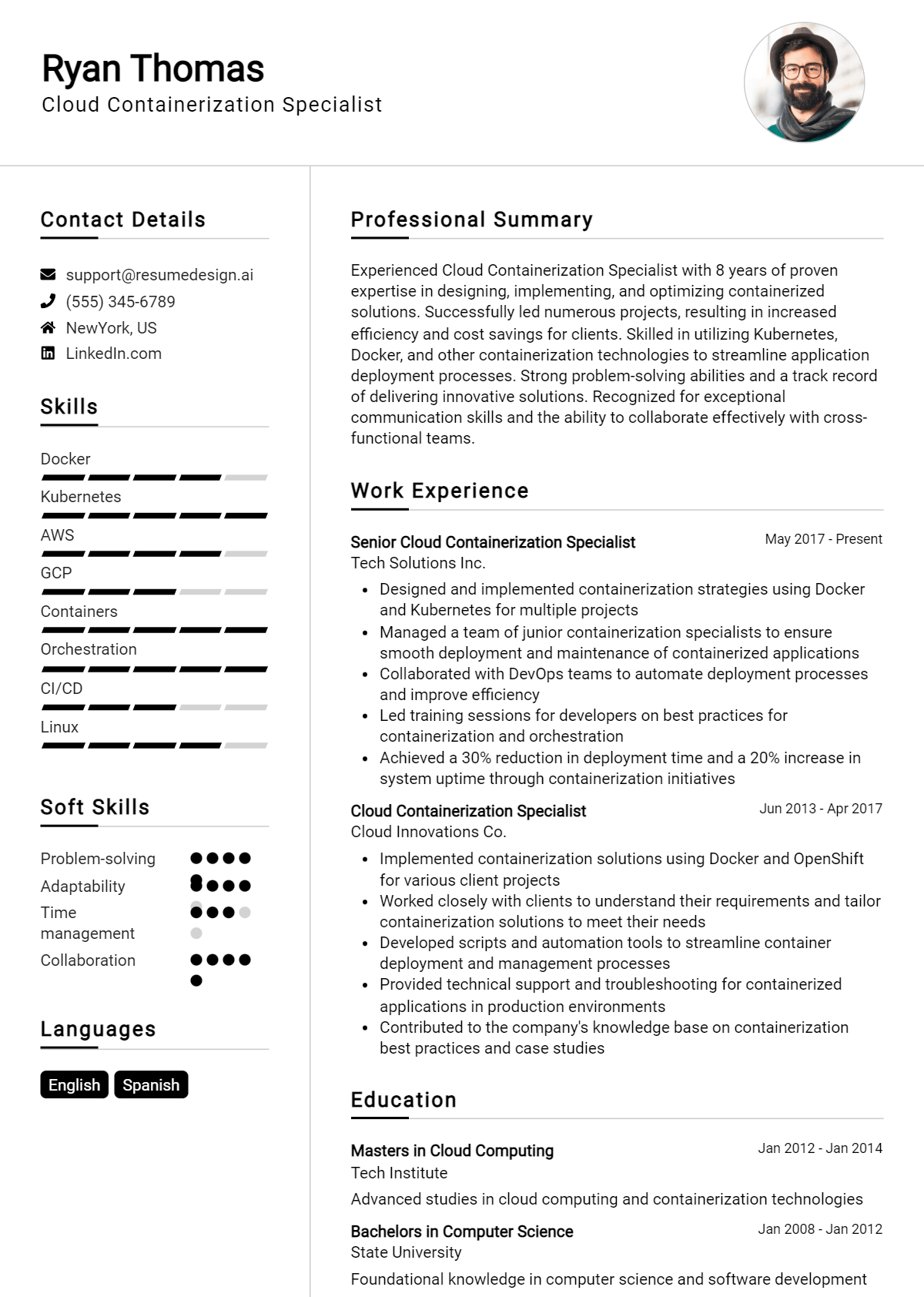 Cloud Containerization Specialist Resume Example