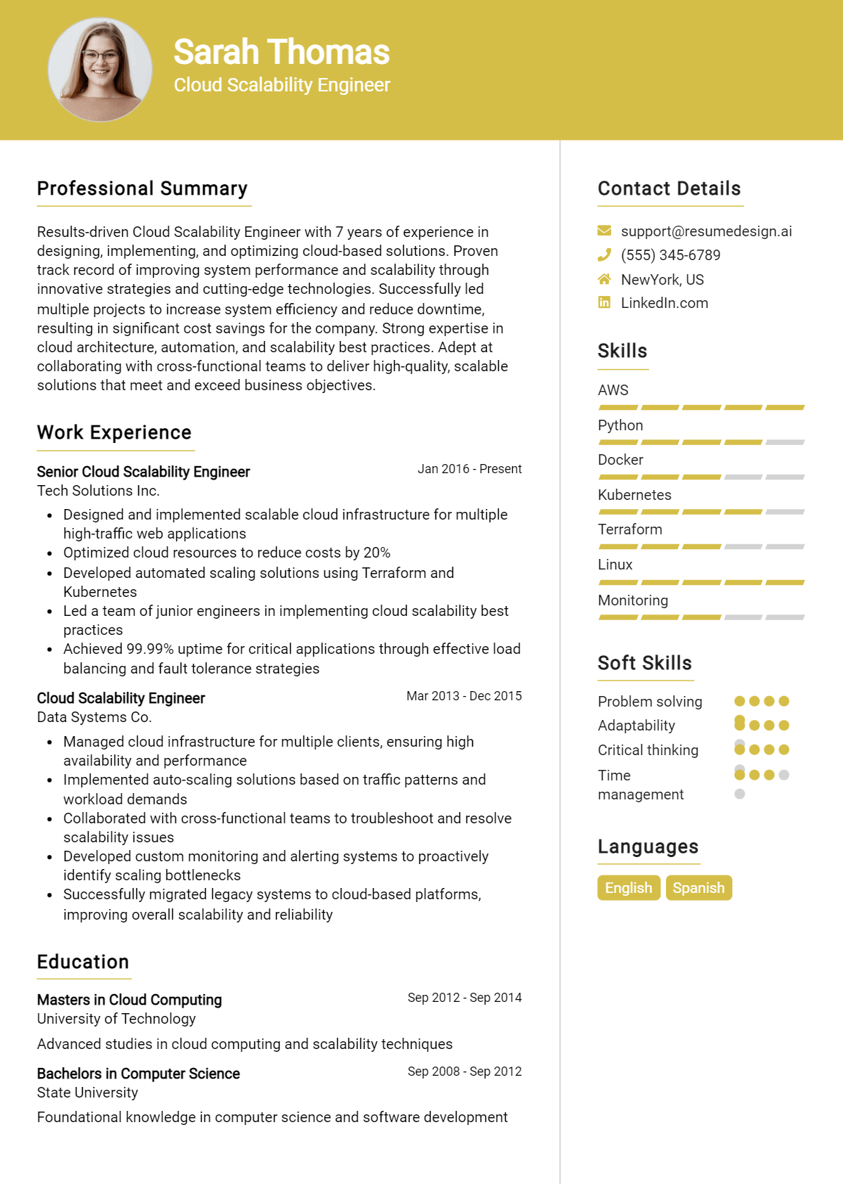 Cloud Scalability Engineer Resume Example