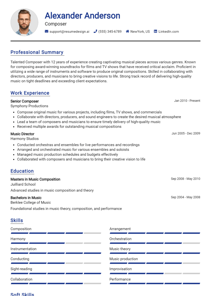 Composer Resume Example