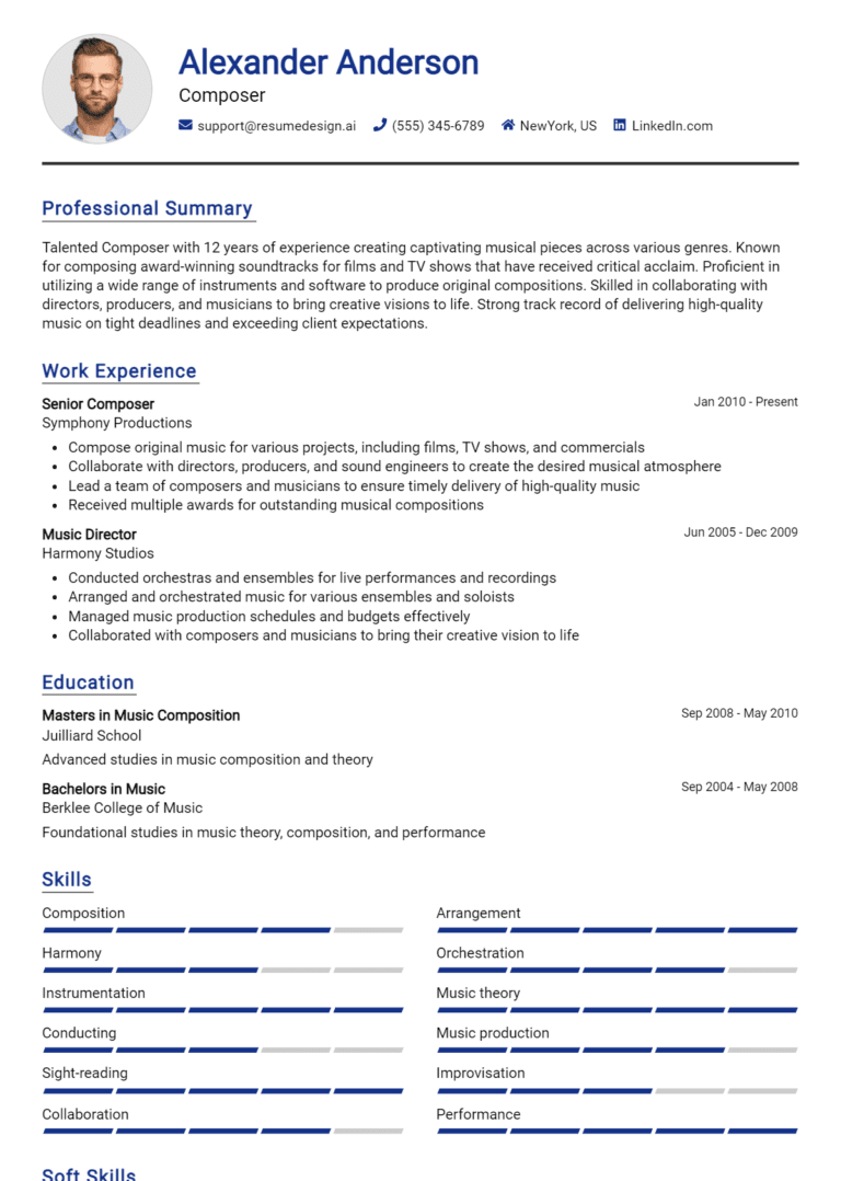 16 Composer Resume Examples And Templates for 2025: Top Tips