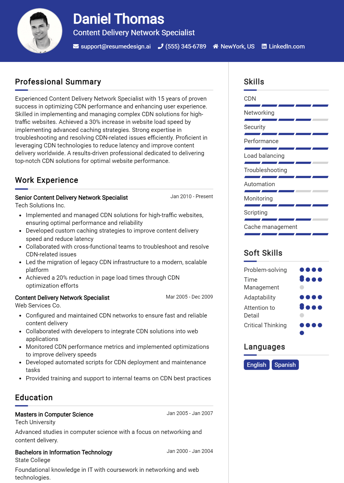 Content Delivery Network Specialist Resume Example